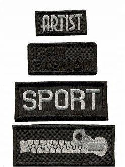 

kmpl. 4 zamek sport termo haft Sm naszywki łaty Pl