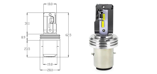 ŻARÓWKA LED MOTOCYKL MOTOR SKUTER QUAD BA20D S2 RADIATOR Waga produktu z opakowaniem jednostkowym 1 kg