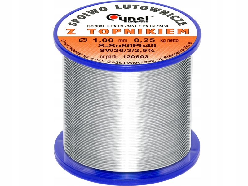 

Cyna spoiwo lutownicze z topnikiem 250g 1mm lut