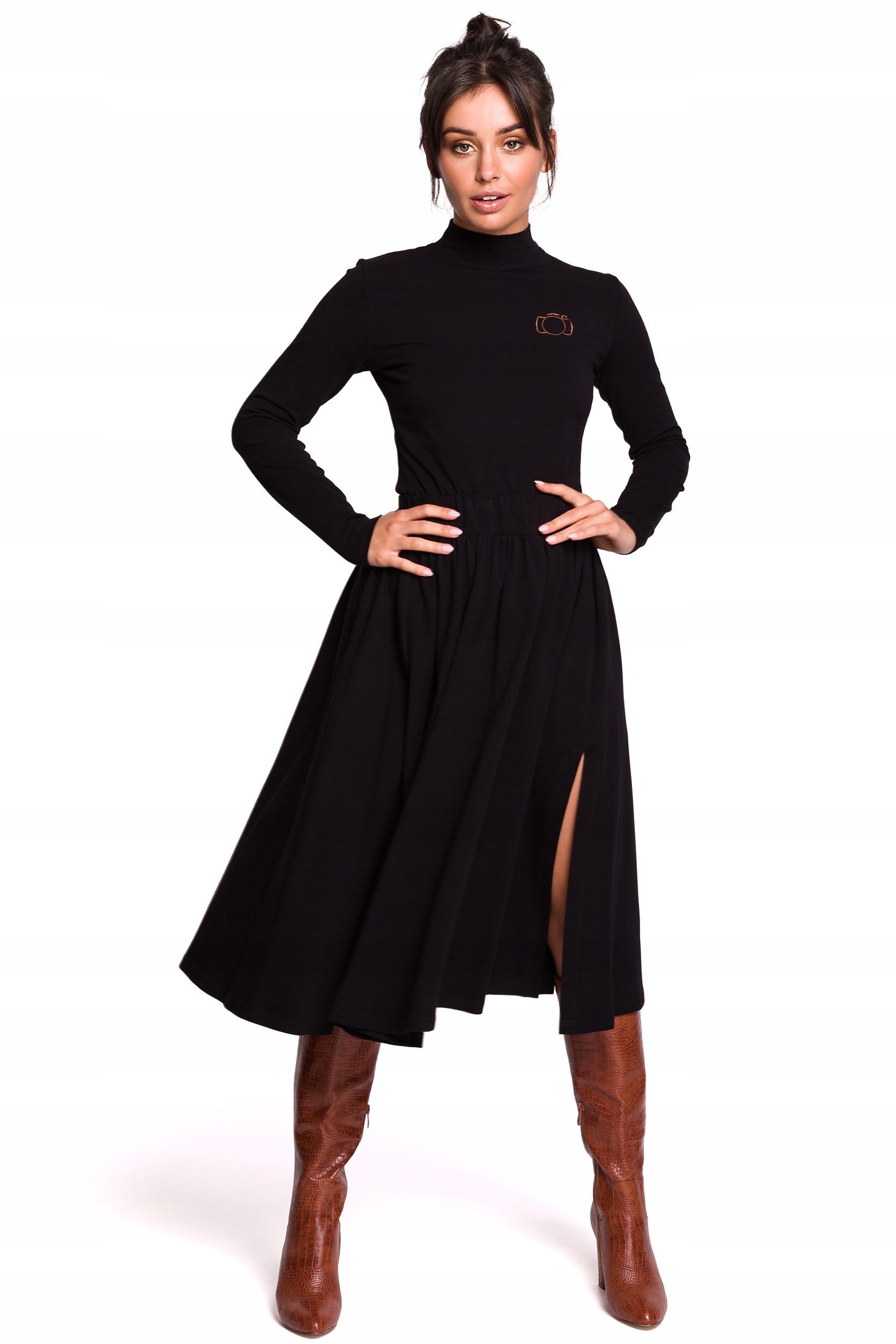 

B130 Spódnica midi rozkloszowana - czarna L/XL