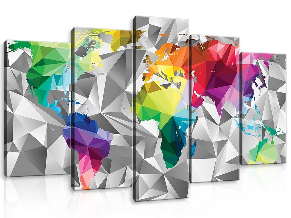 Obraz Na Plátně Canvas 100x60 Mapa Světa Atlas Barvy Duhy 3D Geografie