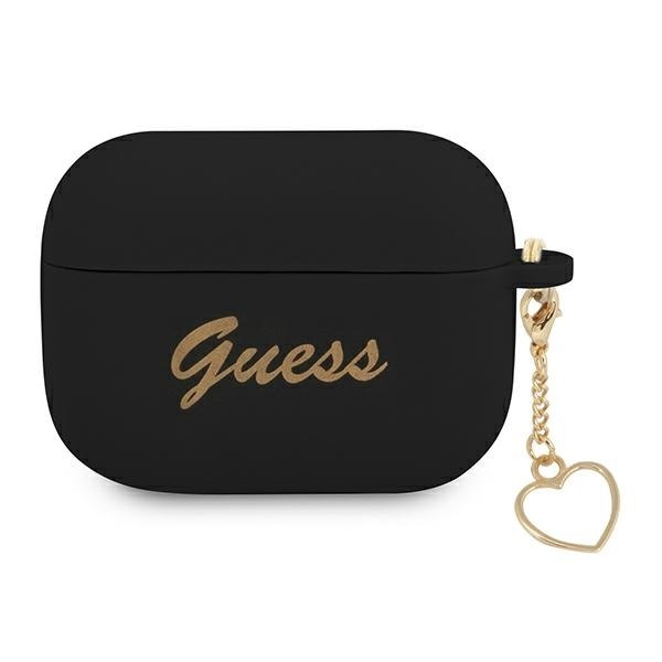 Guess Guaplschsk AirPods Pro cover czarny/black Silicone Charm Heart Collec