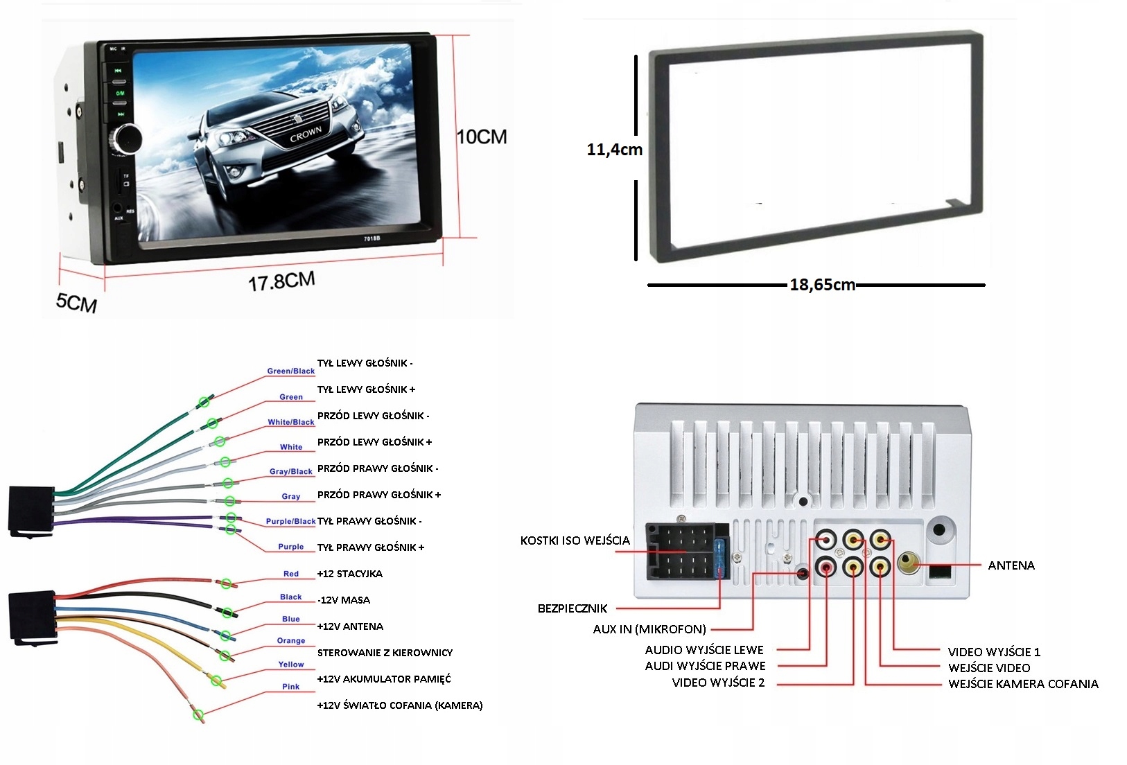 RADIO 2 DIN BT FULL HD MP3 USB MIRROR LINK ANDROID Komunikacja Bluetooth