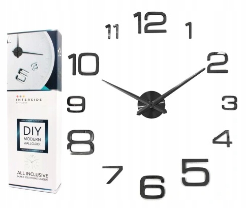 

zegar ścienny naklejany 3D nowoczesny efekt lustra