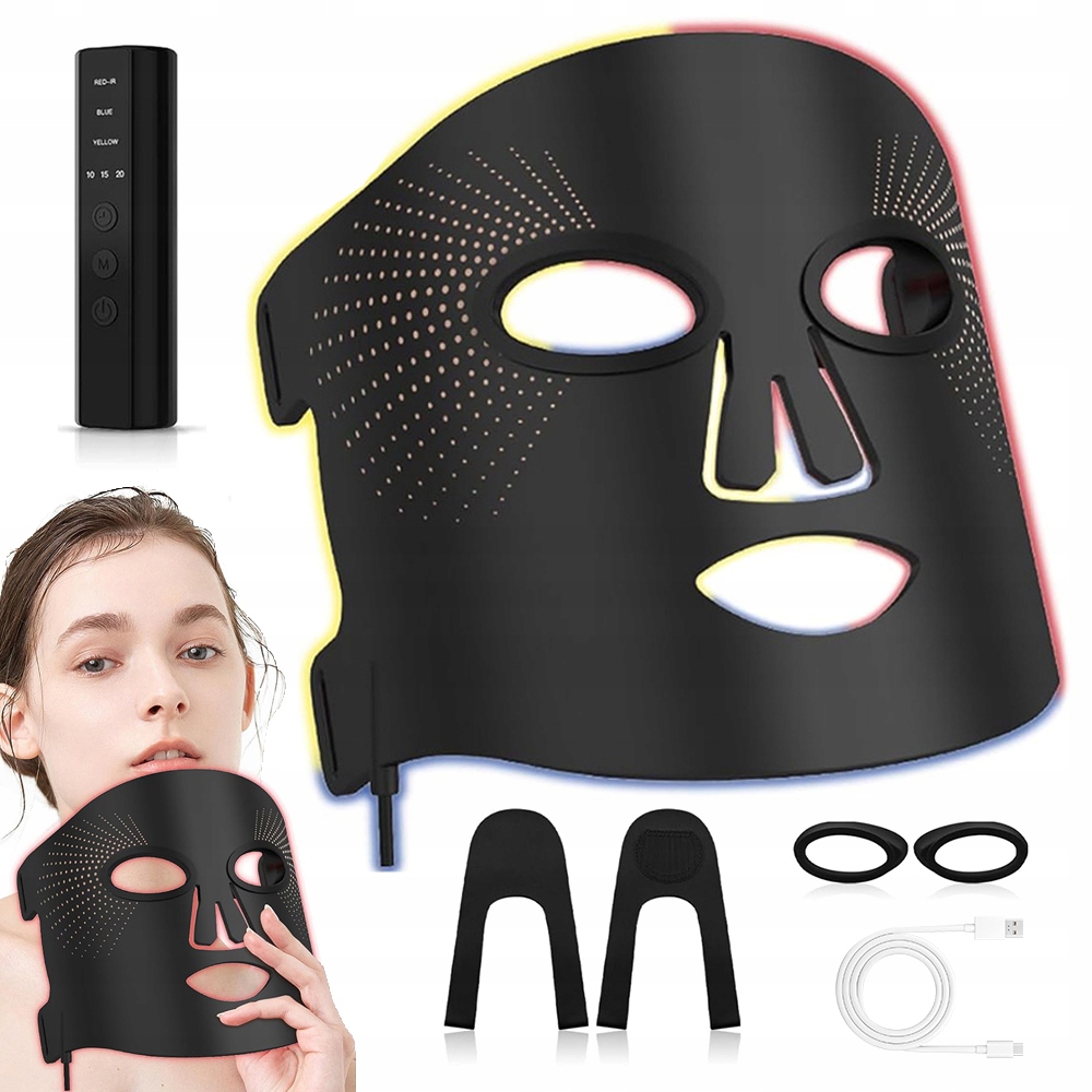 3 Barevná Maska Na Obličej, Zkrášlující Přístroj Pro Terapii Světlem Obličeje