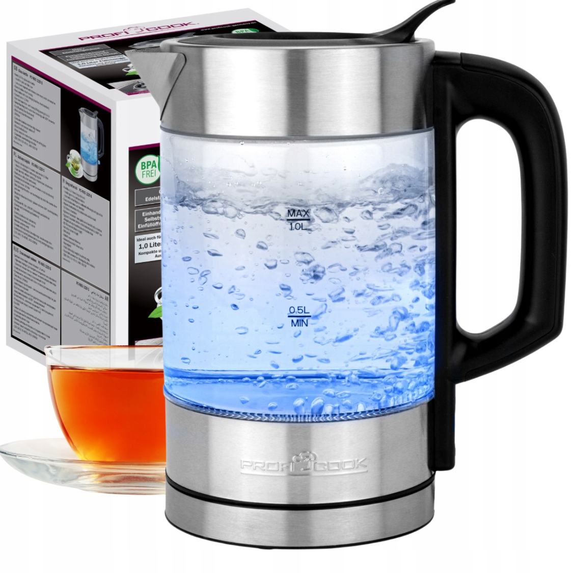 Czajnik elektryczny szklany 1.0 L ProfiCook Pc-wks 1229 G