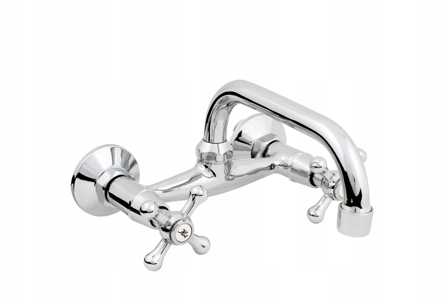 Bateria umywalkowa ścienna Hydroland Retro srebrny B202