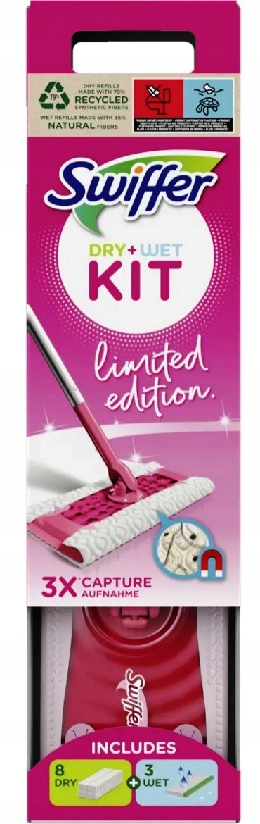 Levně Plochý mop Swiffer Dry & Wet limitovaná verze 8 suchých a 3 mokré plus mop