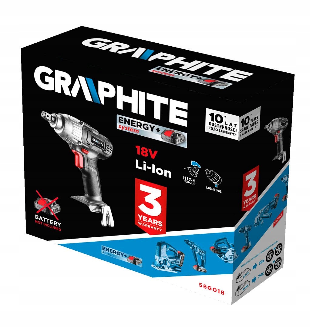 KLUCZ UDAROWY AKUMULATOROWY ENERGY+ 18V GRAPHITE Marka Graphite