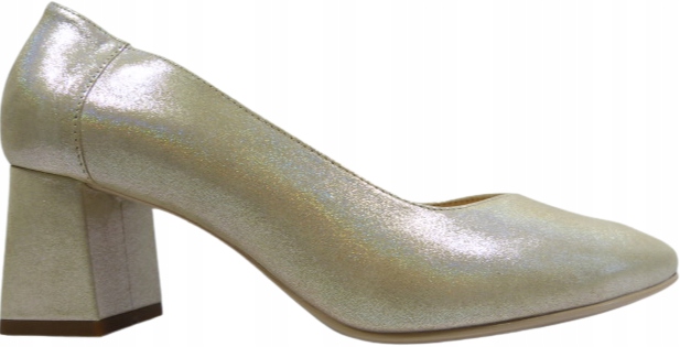 Dámské elegantní lodičky, stabilní zlaté sloupky, podpatek Sala 37