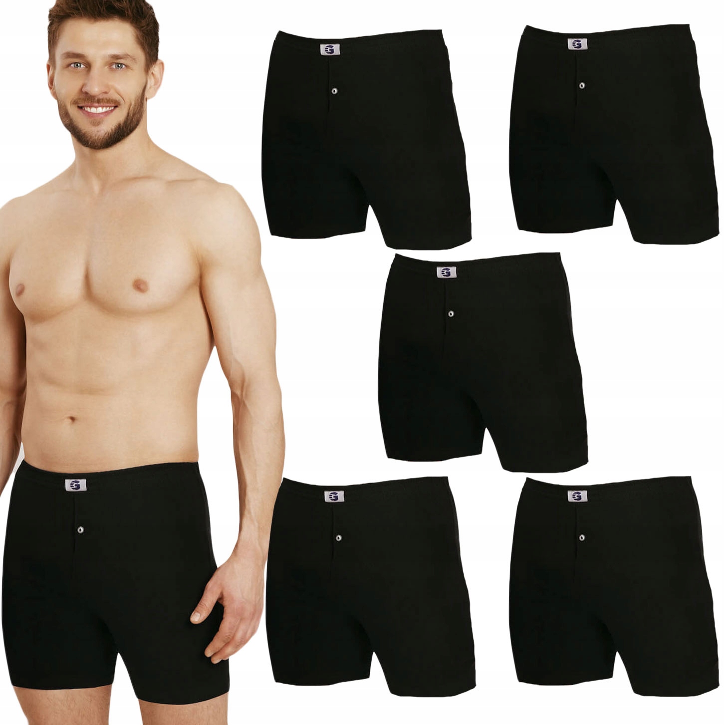 Pánské boxerky slipy 5 balení bavlněné hladké Černé Pl Gucio 8XL