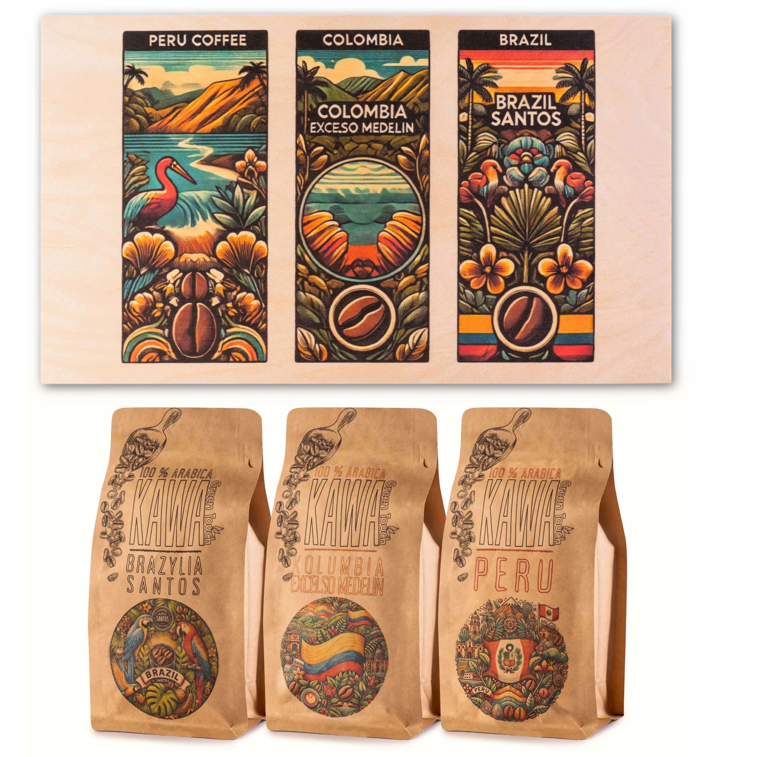 Sada Káv V Dárek Krabičce Káva zrnková 750 g Brazílie Peru Kolumbie