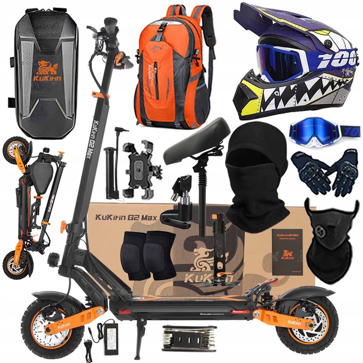 Kukirin G2 Max Składany Pojazd Elektryczny 1200W 48V 20Ah 55KM/H PL+Prezent