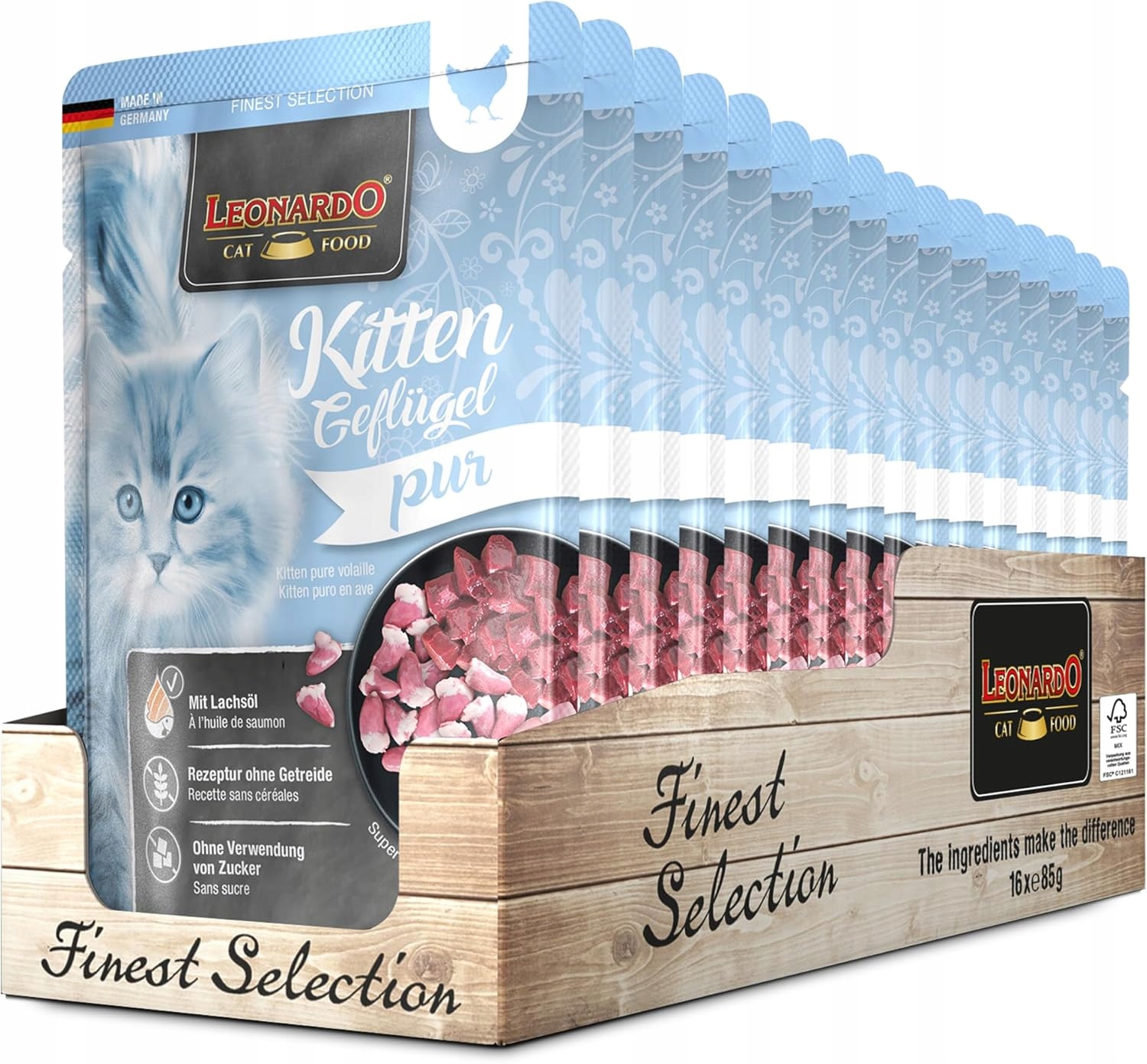 Leonardo Finest Selection Kitten 16x 85g mokra karma dla kociąt z drobiem
