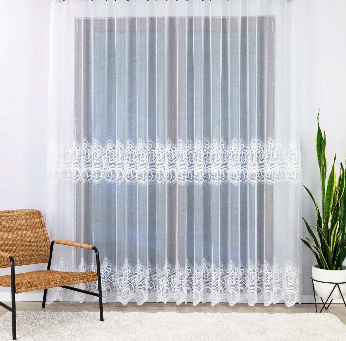 Bílá Záclona S Řasící Páskou Hotová Lux 550x140