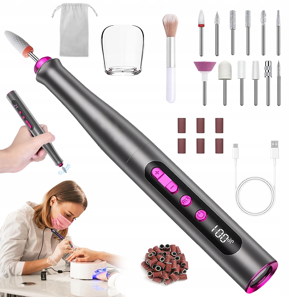 Elektrický Pilník S 5 Nastavitelnými Rychlostmi Digitální Displej