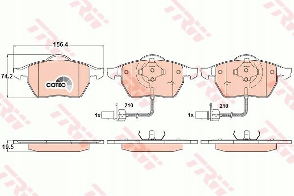 KLOCKI HAMULCOWE PRZOD TRW GDB1307 AUDI VW SEAT Installation side Front