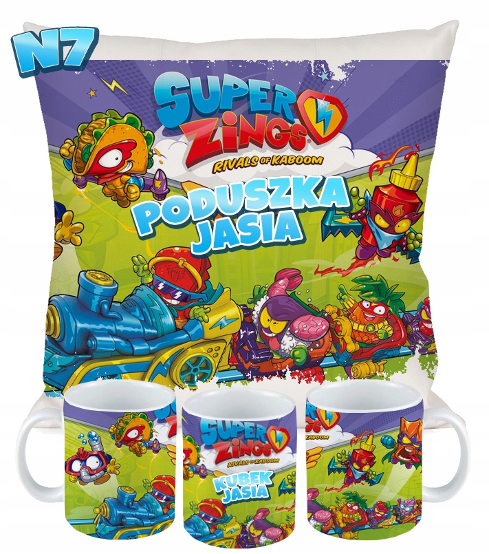 ZESTAW KUBEK + PODUSZKA SUPER ZINGS PREZENT N8 Marka artcrop.pl