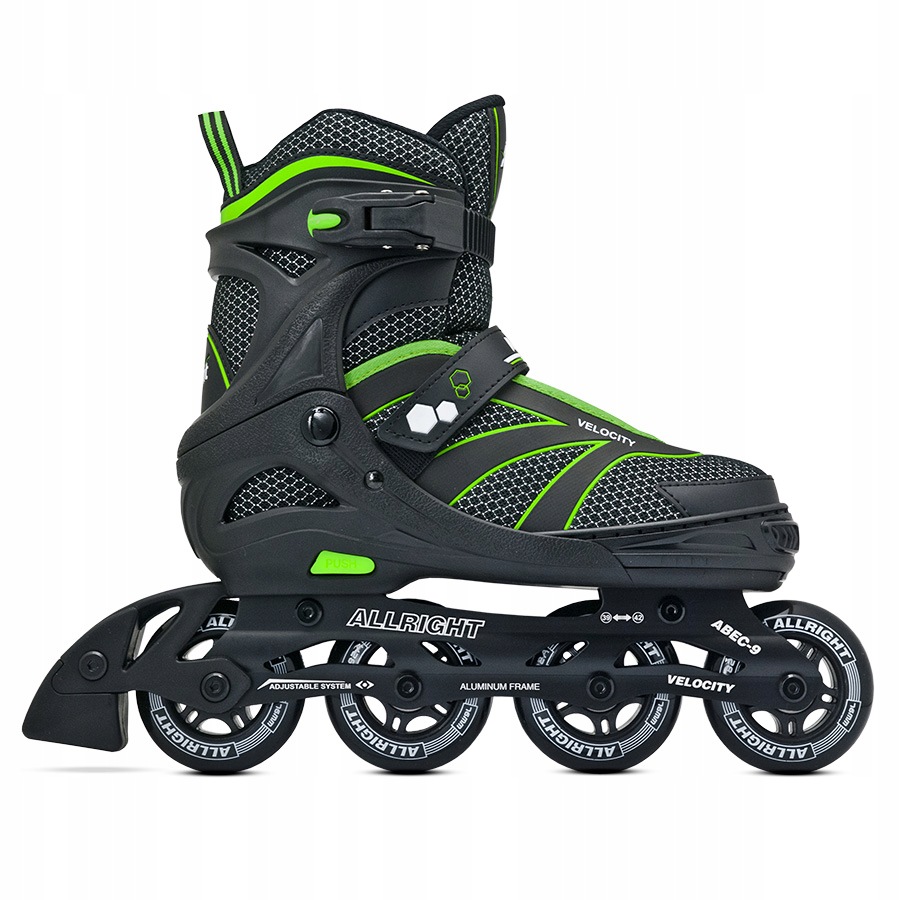 Kolečkové Brusle Nastavitelné Allright Velocity Mint L 39-42 Kola 76 mm