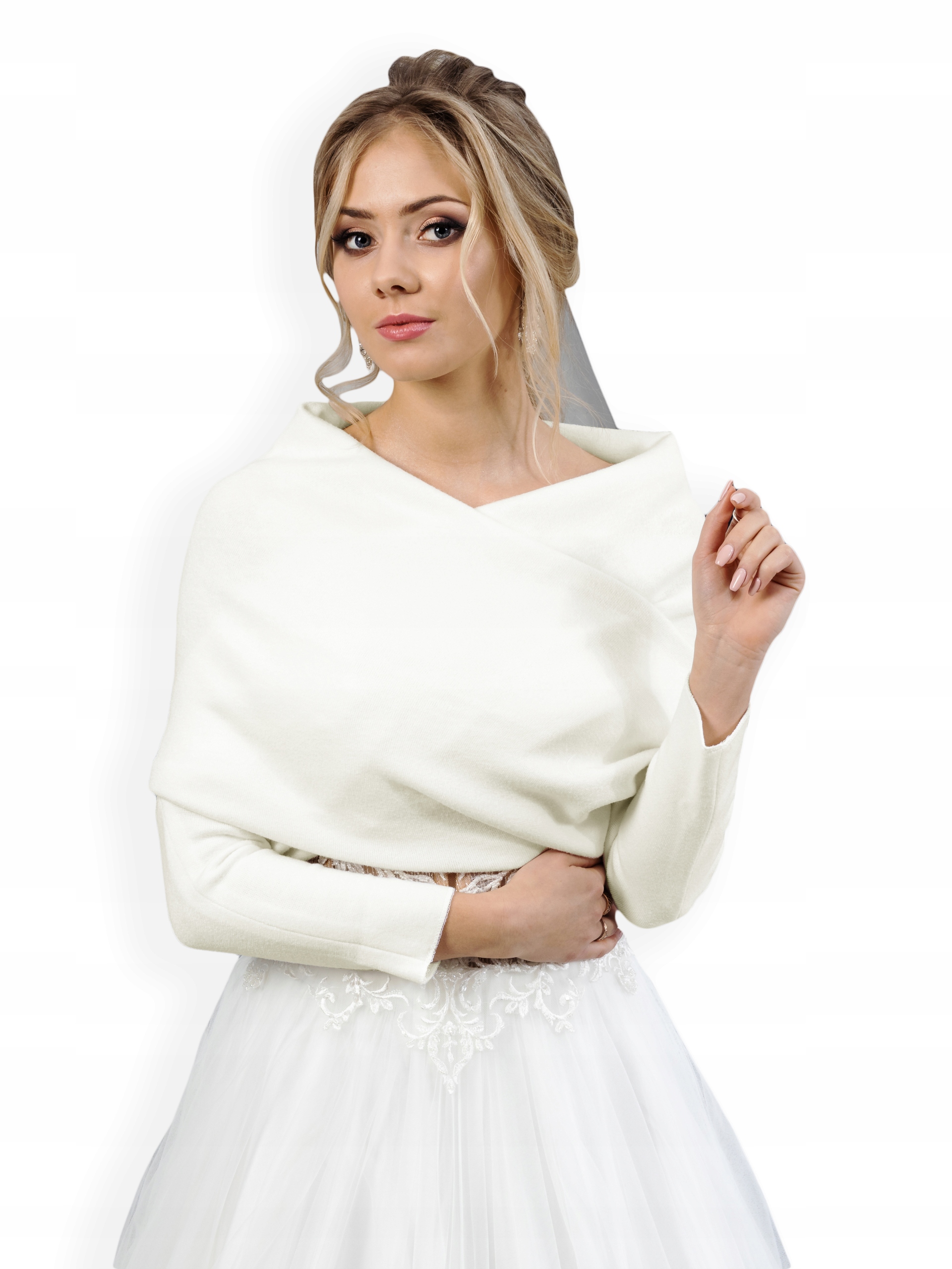 Sweterek ślubny etola bolerko ślubne kolor ecru rozmiar 42