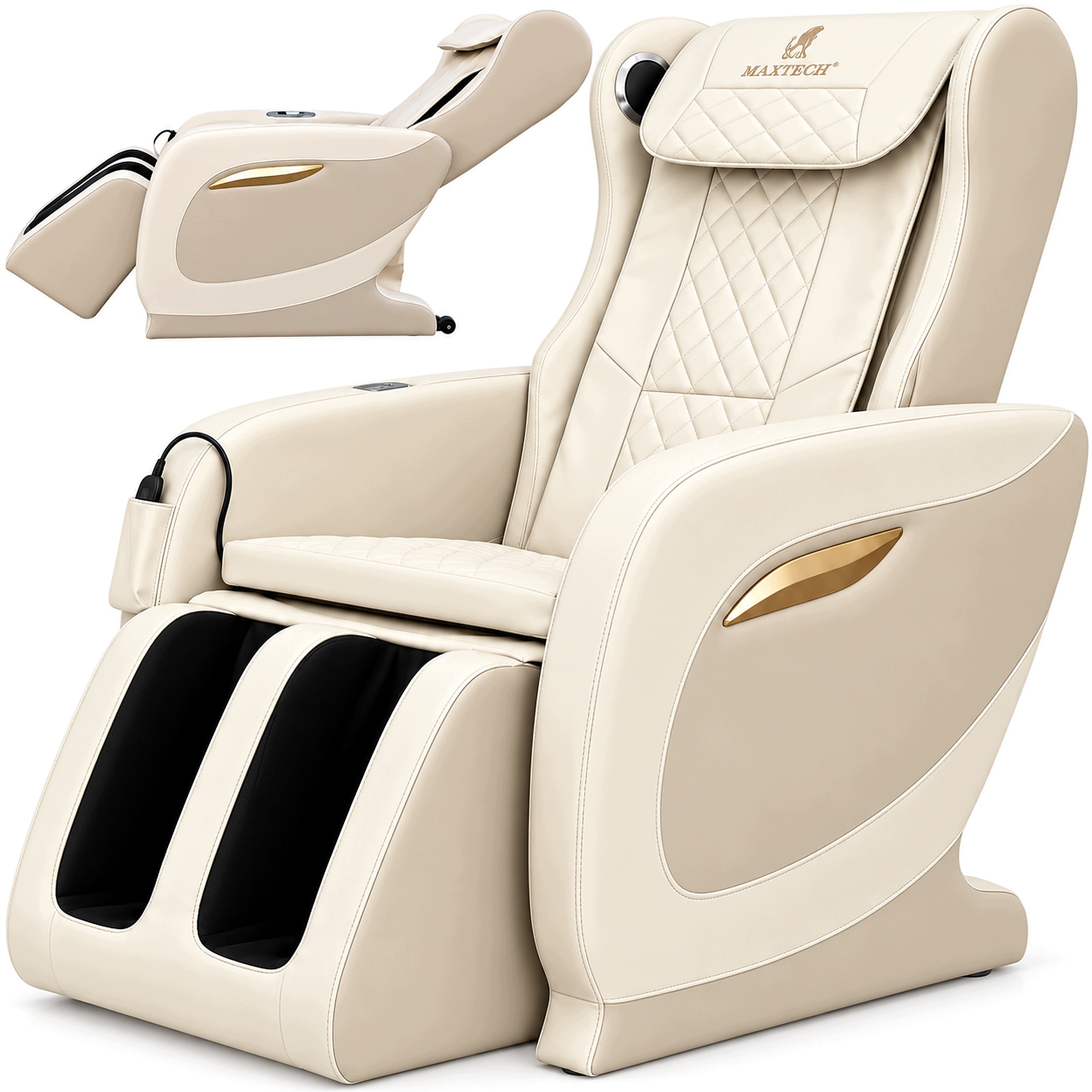 Fotel masujący Shiatsu do masażu ciała Rozkładany Rolki Nefrytowe Beżowy