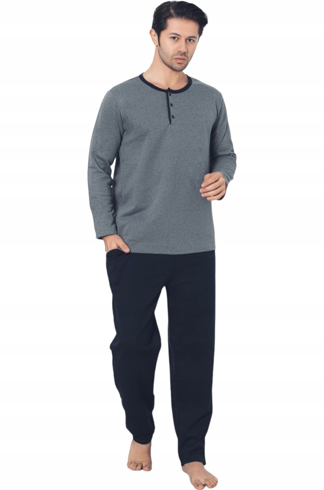 PIŻAMA MĘSKA CIEPŁA GRUBA BAWEŁNA DŁUGI RĘKAW DŁUGIE SPODNIE/KIESZEŃ/GUZIKI Marka La Penna