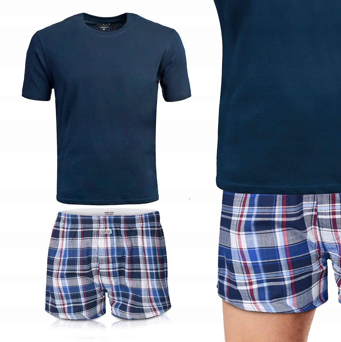 Pánské Bavlněné Pyžamo Sada triček s krátkým rukávem a šortky M Pako Jeans