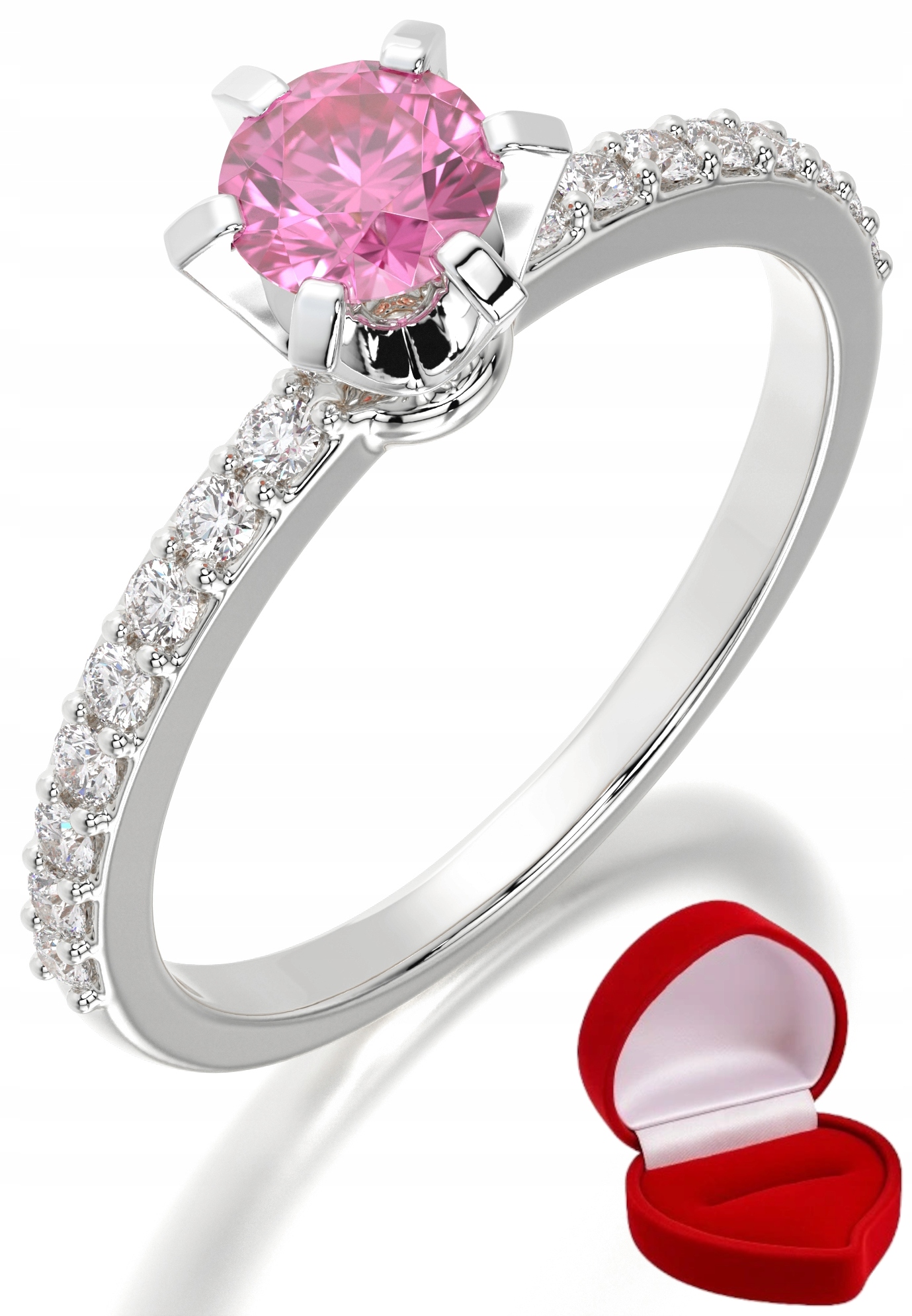 Zlatý Prstýnek 585 14k Safír 0,30 ct Bílé Zlato R25