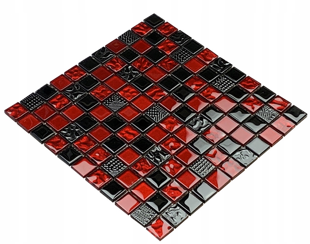 Sklenená mozaika červená čierna ROVA 804 mix