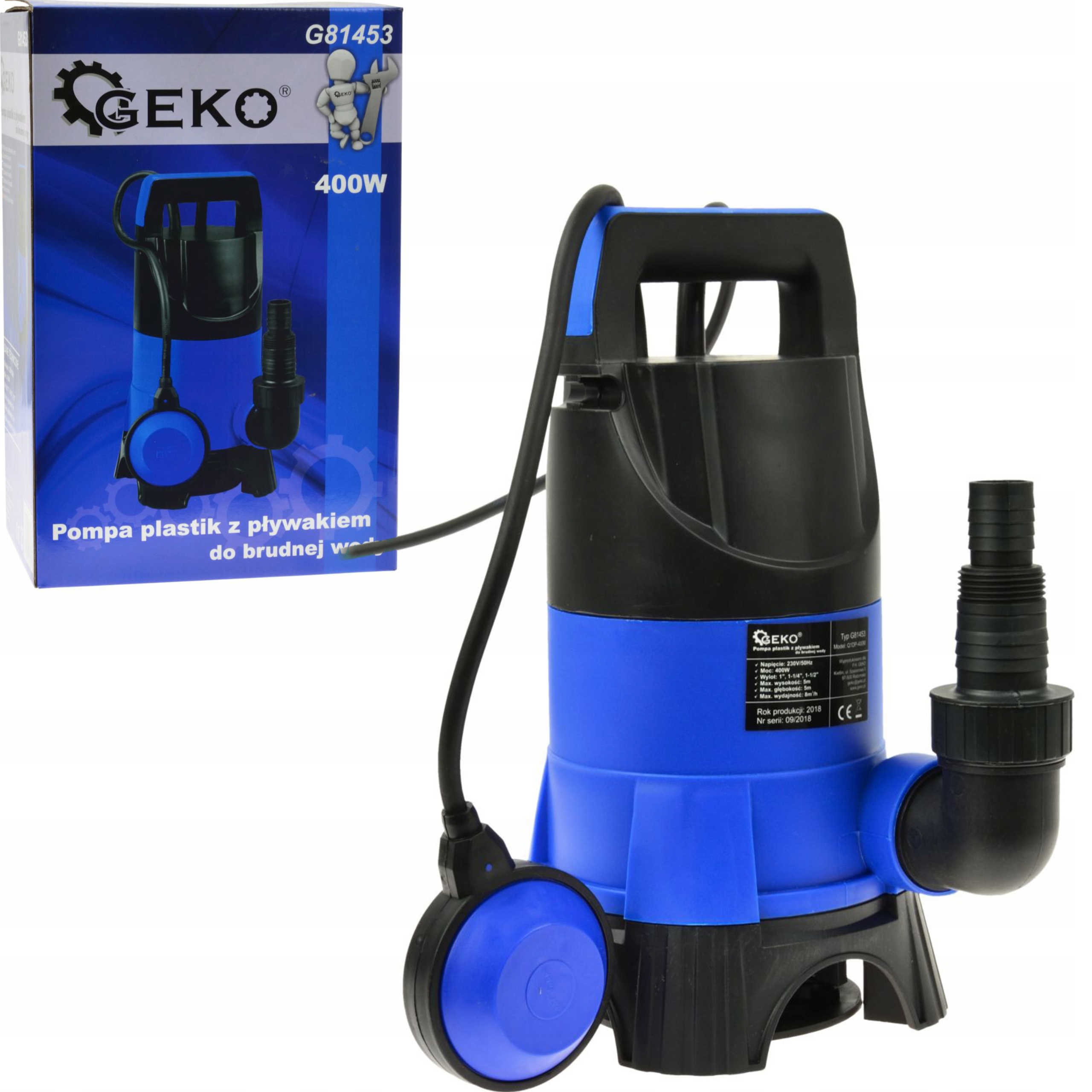 GEKO ZANURZENIOWA POMPA DO WODY BRUDNEJ Z PŁYWAKIEM 400W TYP 2 G81453