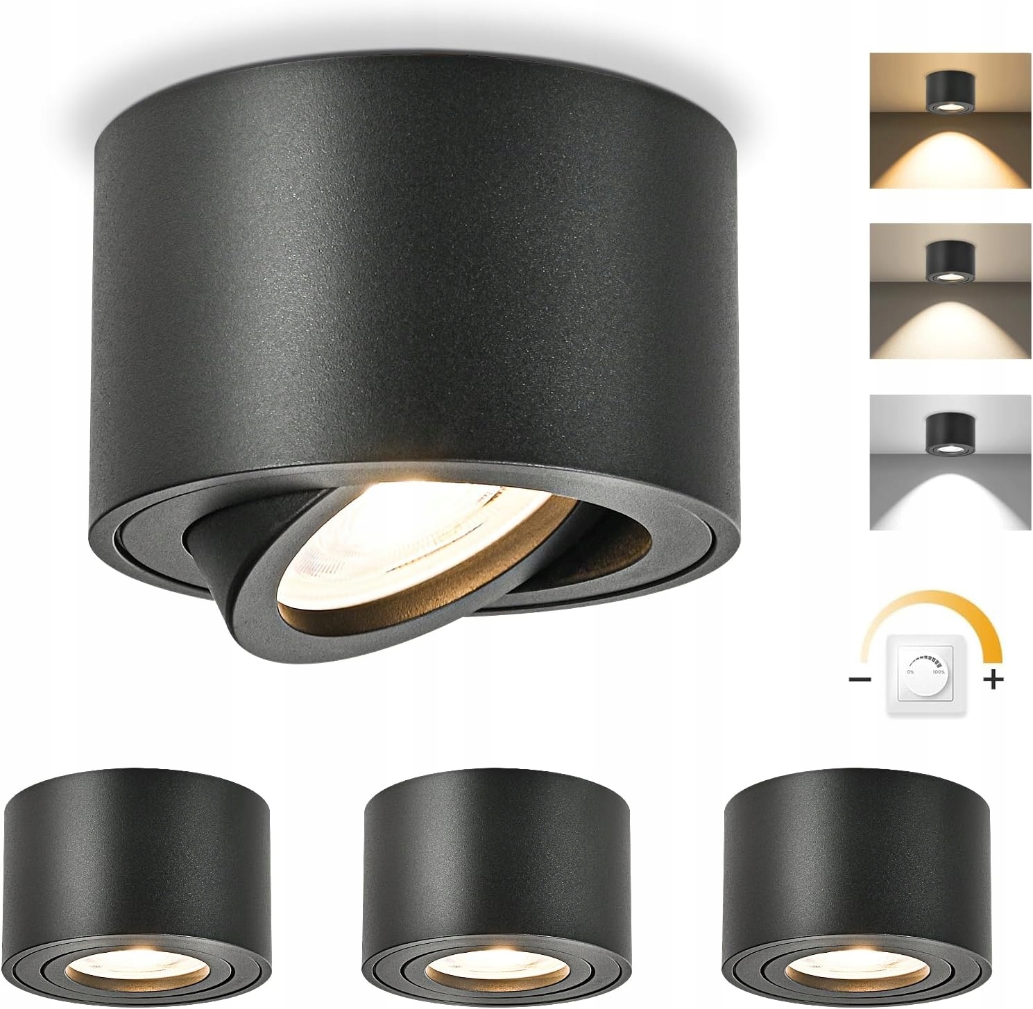 Led nástěnné tuby 5W, stmívatelné, 3 barvy, pohyblivé, sada 4ks