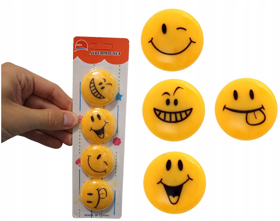 

Magnesy Na Lodówkę Buźki Emoji 4 Szt Do Tablic
