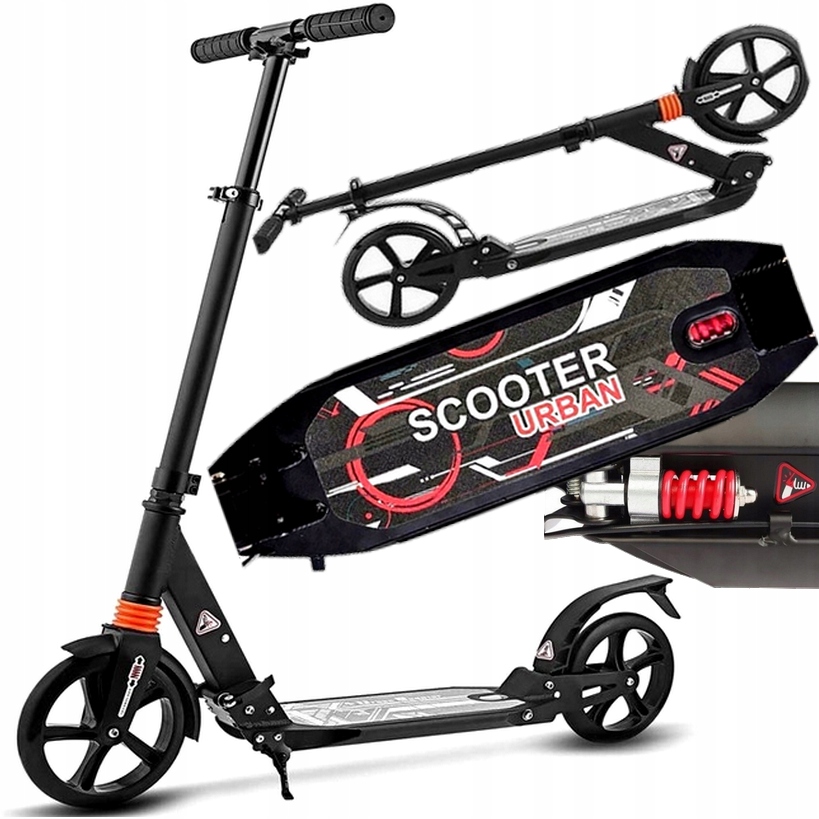 Hulajnoga Miejska DUŻA Składana SOLIDNA KOŁA 200mm 2x AMORTYZATOR 120kg