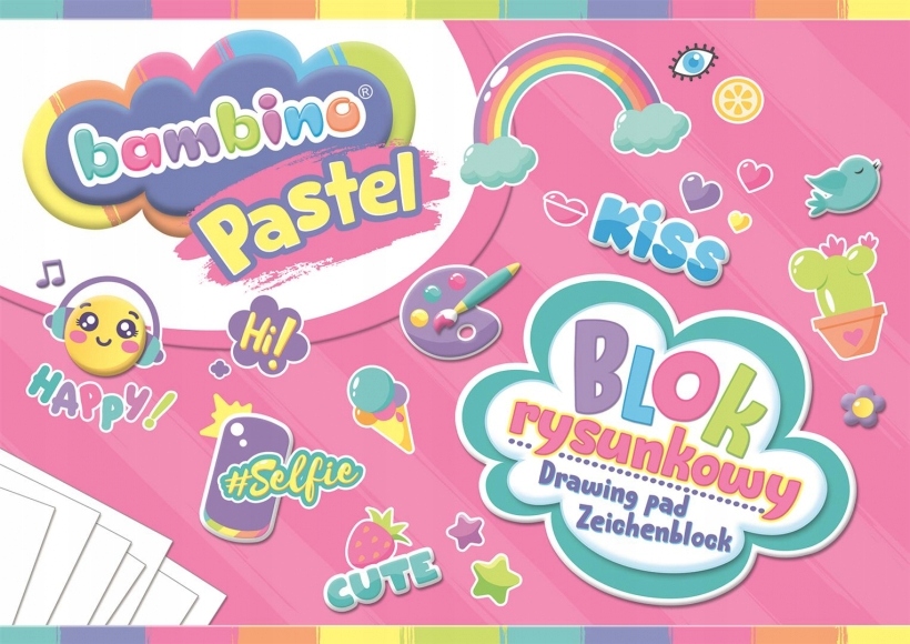 

Blok rysunkowy A4, Bambino Pastel 20 kartek biały