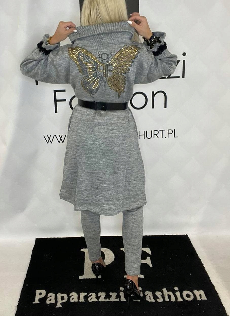 PAPARAZZI FASHION KOMPLET SUKIENKA SPODNIE + PASEK Rozmiar uniwersalny