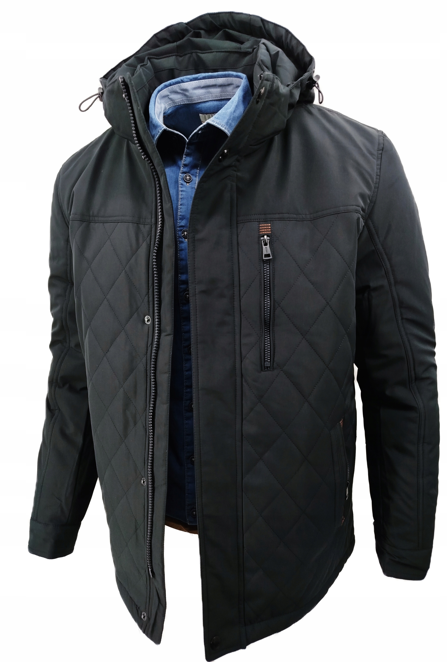 Pánská Zimní Bunda Námořnická Modrá , Rovný Prošívaný Strip 2570 Vel: L