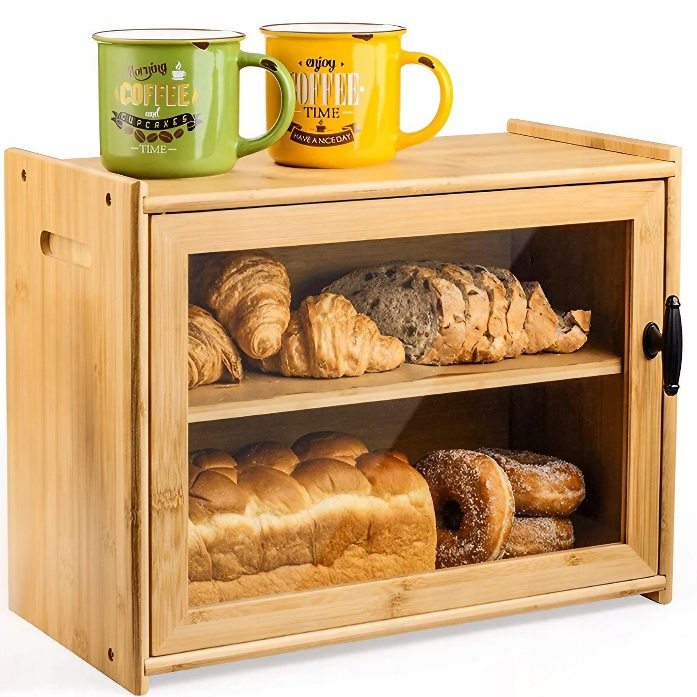 CHLEBAK DREWNIANY POJEMNIK NA CHLEB PIECZYWO DUŻY 37x29x20 CM BAMBUSOWY