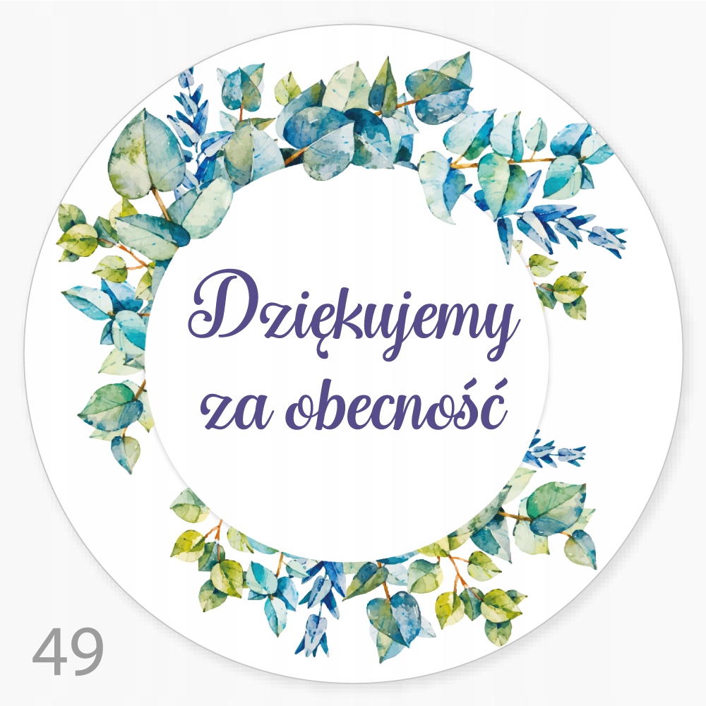

Naklejka, Ślub Dziękujemy Za Obecność fi55 48szt