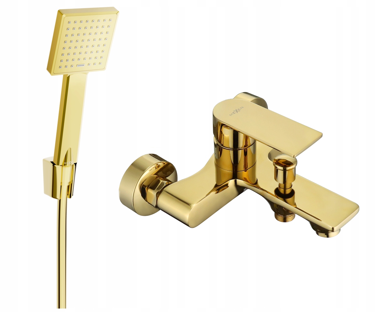 Luxusní Mexen Royo R45 Zlatá Vanová Baterie se Sprchovým Setem