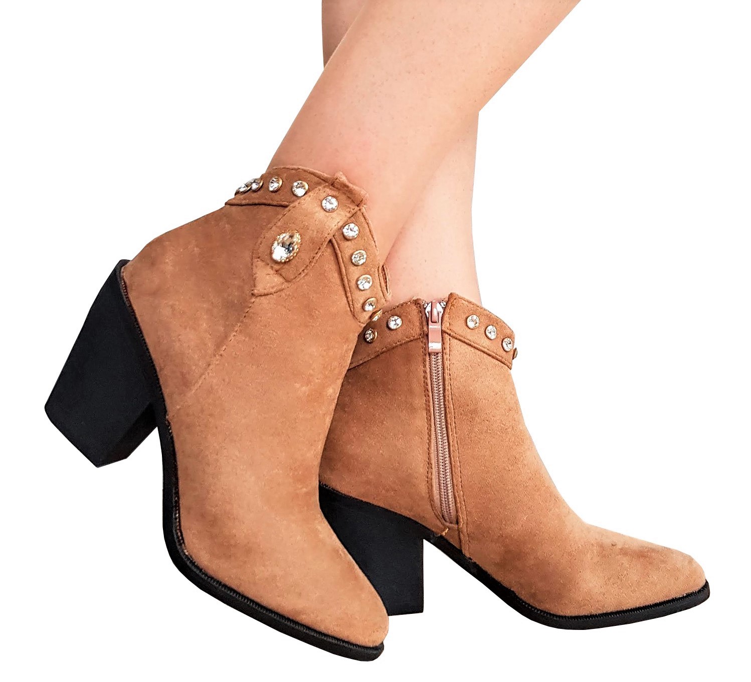 

Cudne Camel Buty Botki Kowbojki Z Kryształkami 38