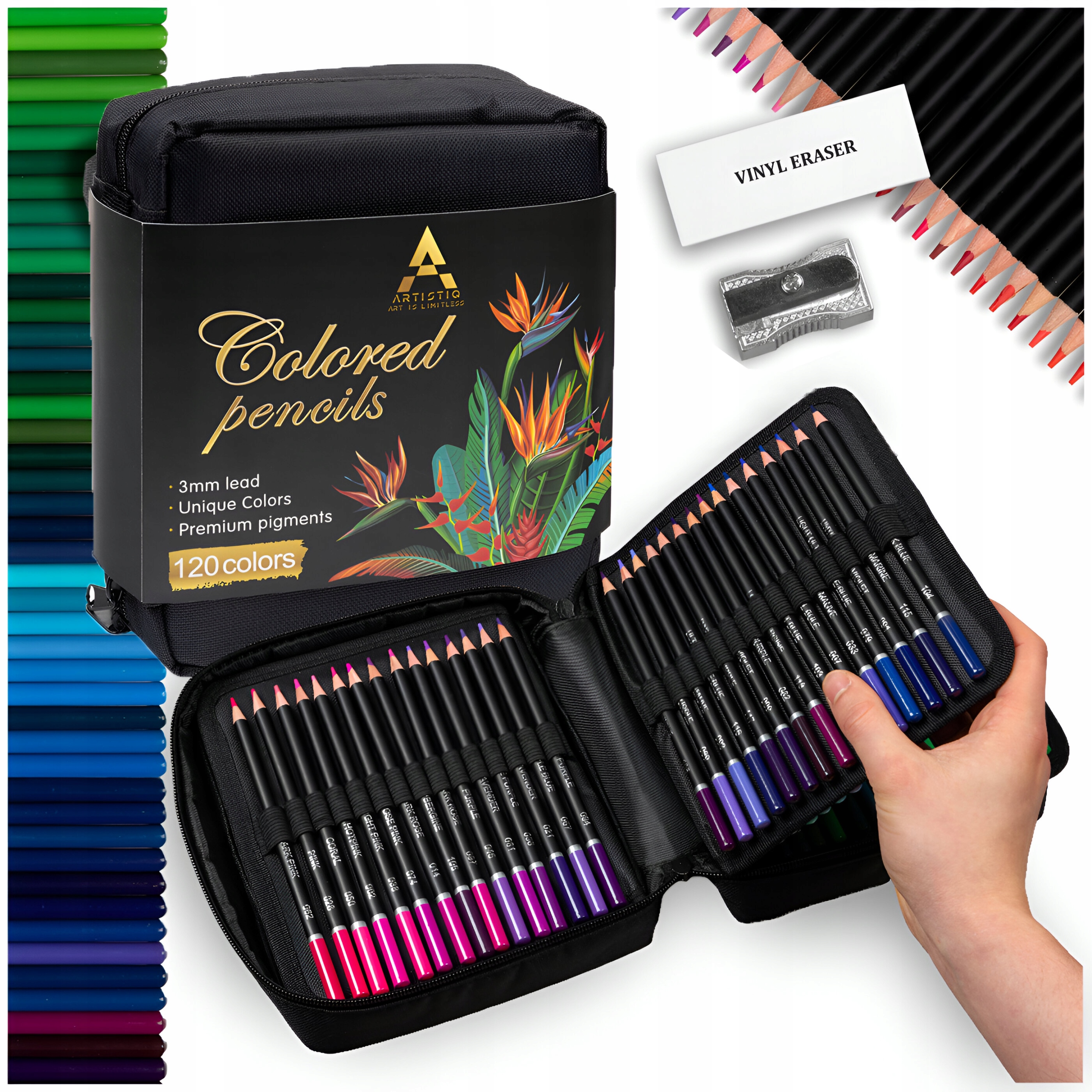 Profesionální Pastelky Pro Vybarvování A Kreslení V Penálu, Sada 120 Kusů.