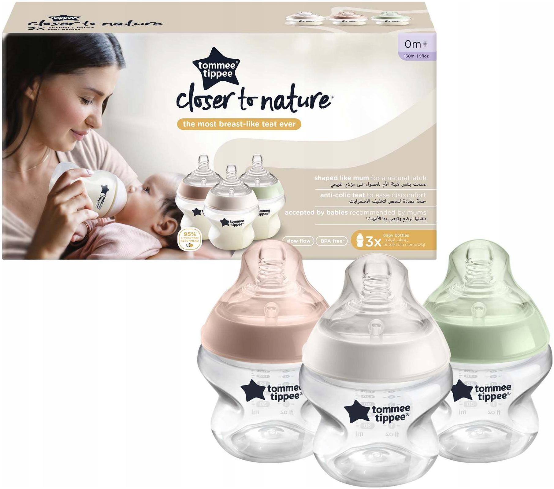 Tommee Tippee Butelka 3x150ml 3kolorowa 0m+