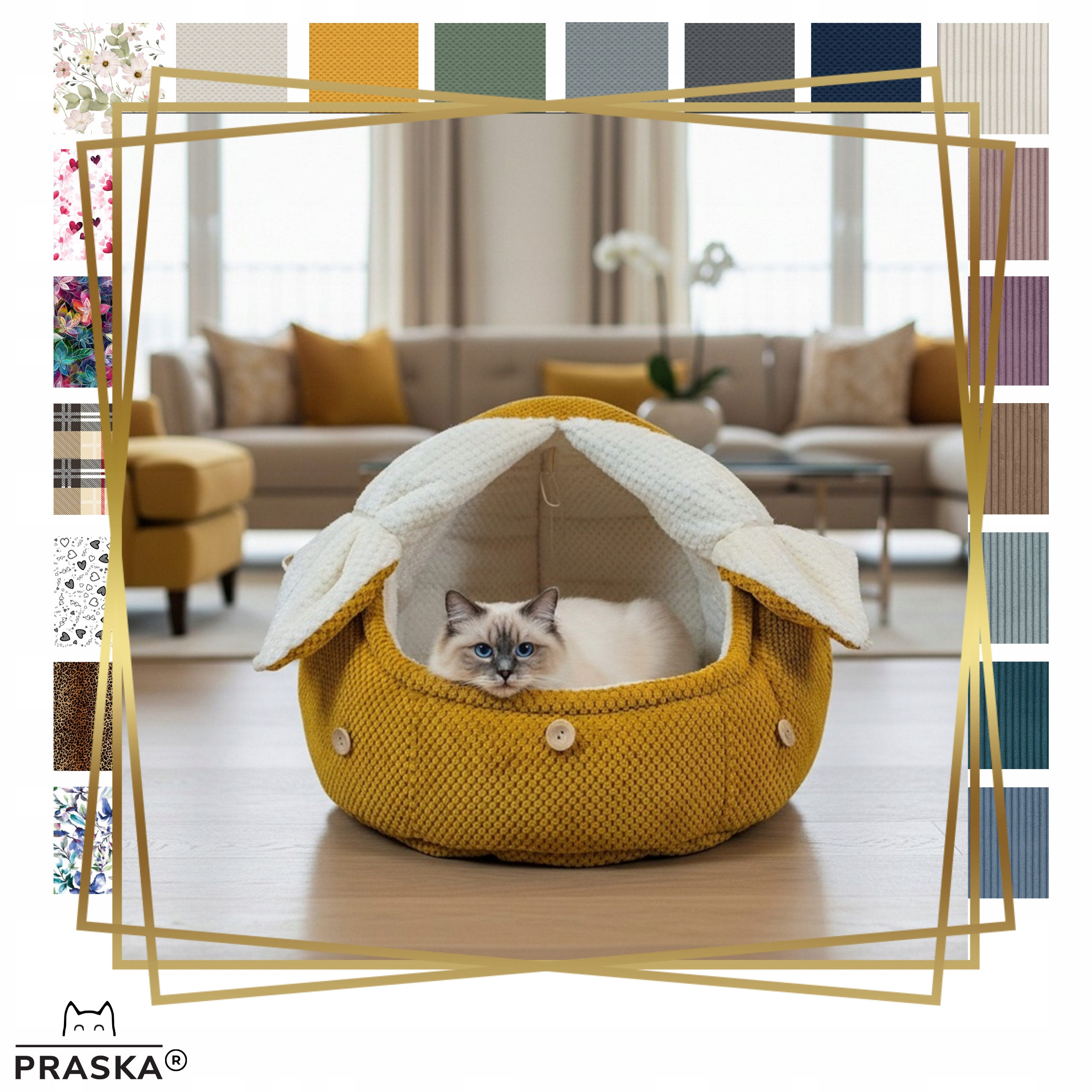 Levně Pražská pro kočky psa s knoflíčky Bonbon Fur 60x55cm Kožíšek barvy