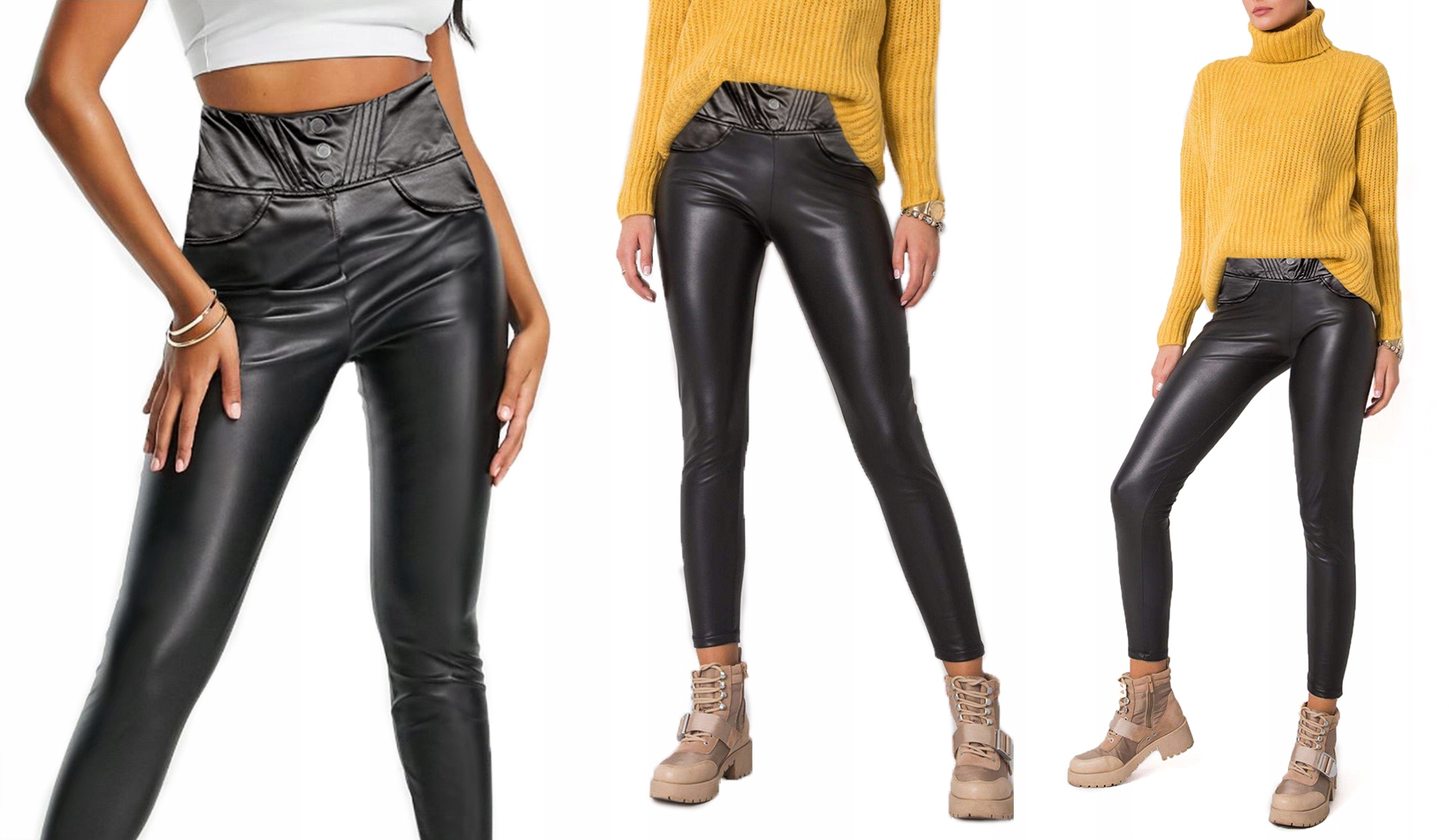 Spodnie damskie EKO SKÓRA legginsy LATEX CC85 M/L Fason rurki