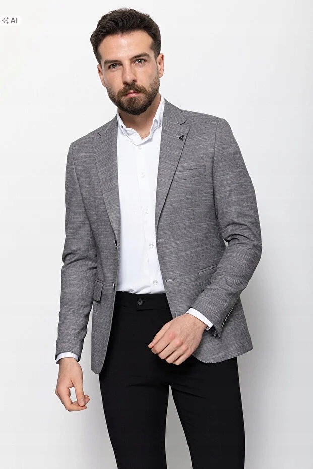 Šedý Pánský Sako Melírovaný Elegantní Módní 56 5IA