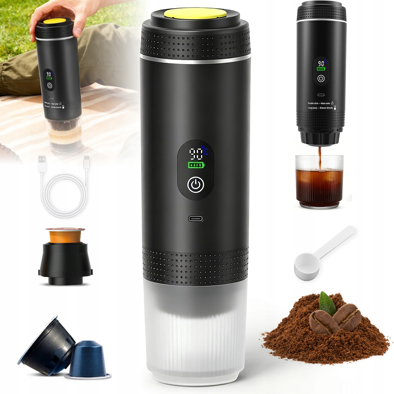 Przenośny Ekspres Do Kawy Z Akumulatorem Ożywiony 80ML Akumulator 7500MAH
