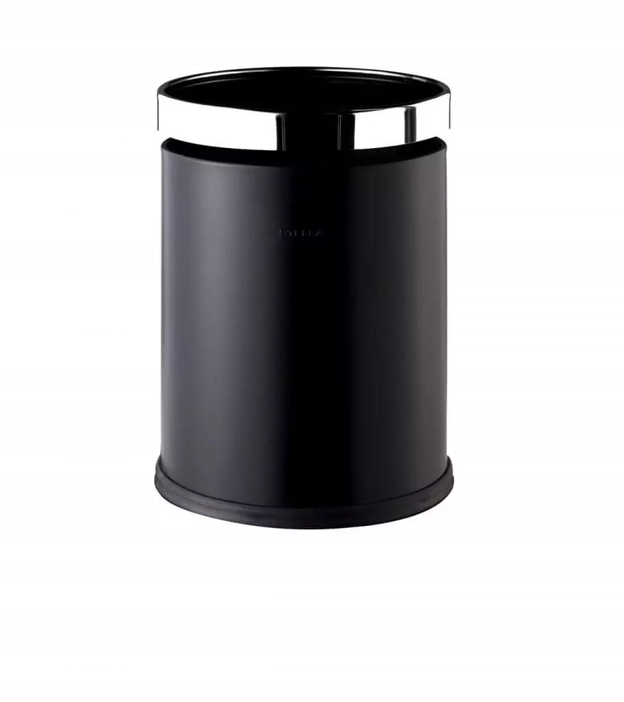 Otevřený koš Stella 10 L matně černá, leštěný ocel okraj