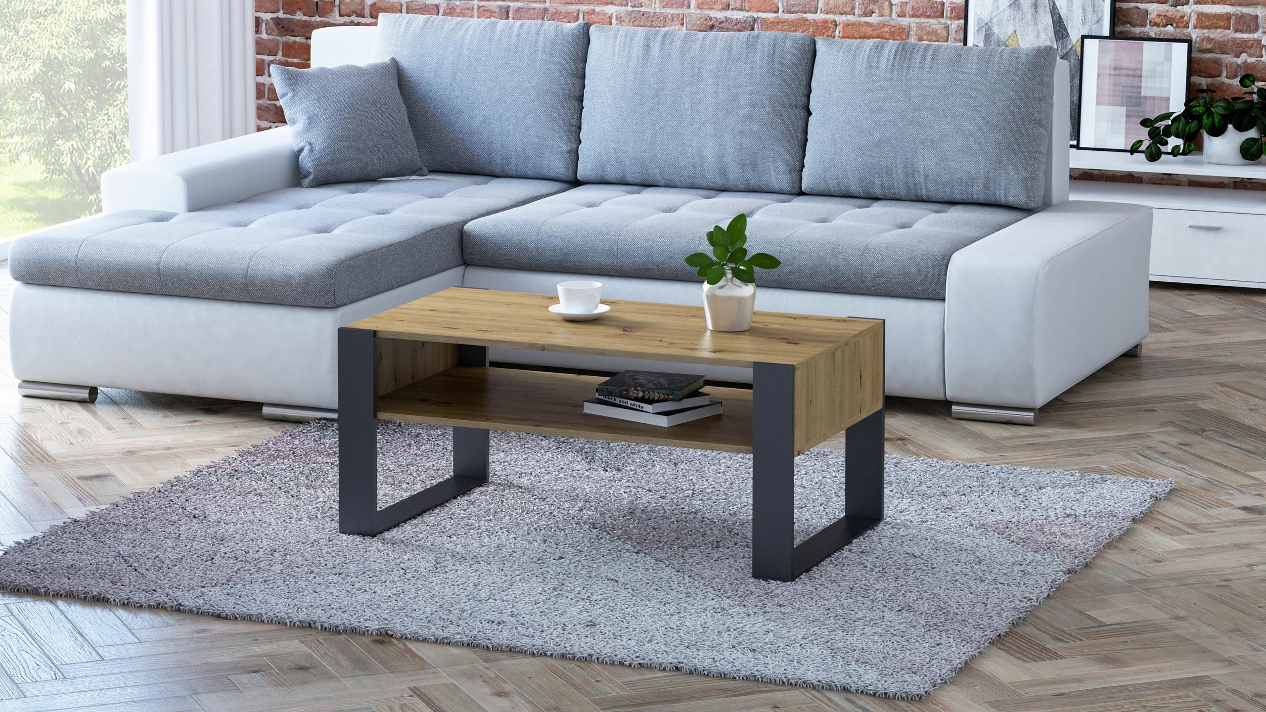 Ława stolik kawowy KAJA artisan czarny loft retro PER Szerokość mebla 100 cm