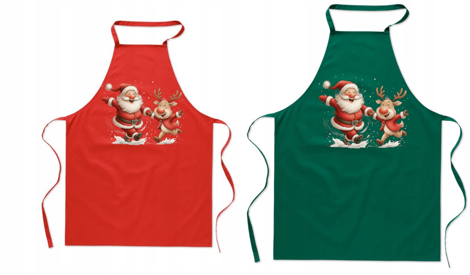 Kuchyňské zástěry Vánoční komplet pro pár Mikuláš Sob Módní