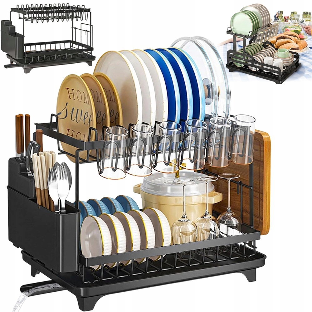 Levně Odkapávač Na Nádobí Dvouúrovňová Stojací Odkapávač Na Nádobí Velký 42x32x30
